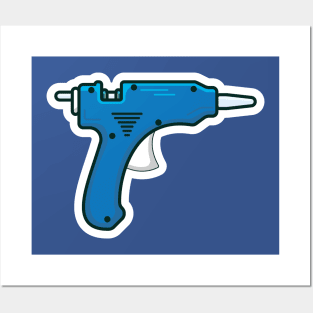 Electric Hot Glue Gun vector illustration. Repairing hand tool object icon concept. Hot pistol equipment for craft and art vector design. Hand tool for gluing, repairing, adhesive fixation. Posters and Art